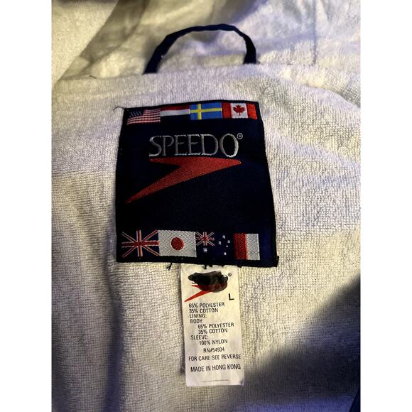 Speedo America Flag Windbreaker Jacket Red, White, and Blue Hooded Size Large - Picture 4 of 11